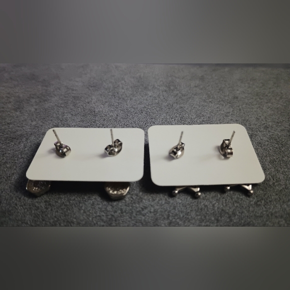 Earrings Sheriff Theme (2) Pairs Silver & Blue - Picture 3 of 3